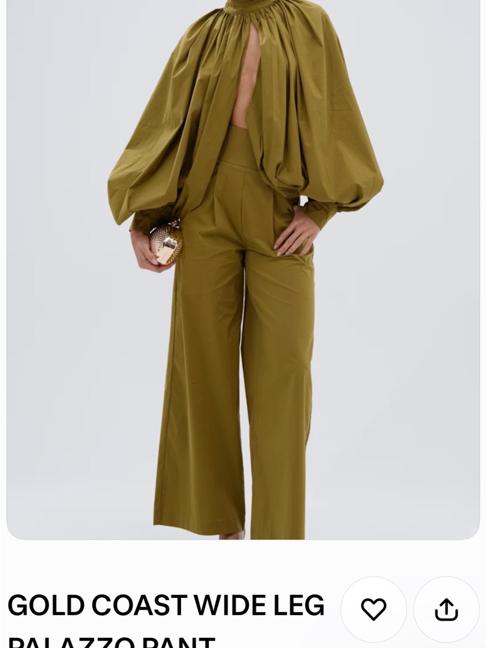 AKIRA Olive Green Wide Leg Palazzo Pants and top (set)